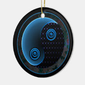 Cosmic Blue in Balance Yin Yang Keramisch Ornament (Links)