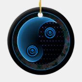 Cosmic Blue in Balance Yin Yang Keramisch Ornament (Achterkant)
