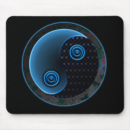 Cosmic Blue in Balance Yin Yang Muismat (Voorkant)