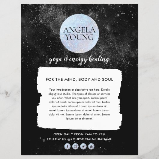 Cosmic Blue Moon Yoga, Life Coach, astroloog Flyer (Voorkant)