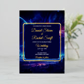 Cosmic Blue Nebula Celestial Union Bruiloft Folie Uitnodiging (Staand Voorkant)