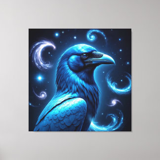 Cosmic Blue Raven Canvas Afdruk