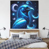 Cosmic Blue Raven Canvas Afdruk (Insitu (Slaapkamer))