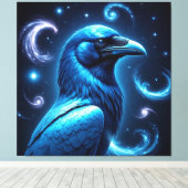 Cosmic Blue Raven Canvas Afdruk (Insitu (Houten vloer))