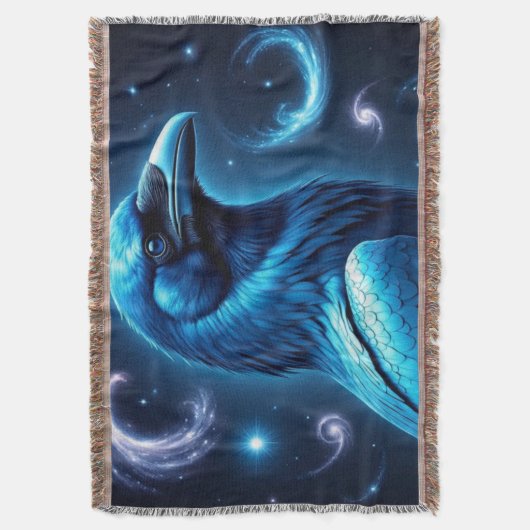 Cosmic Blue Raven Deken (Voorkant Verticaal)