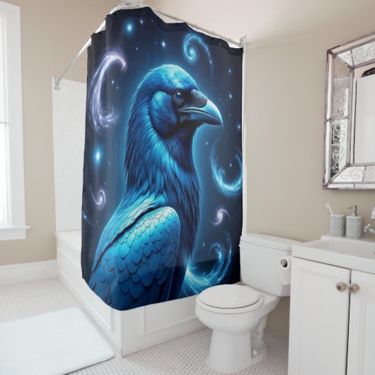 Cosmic Blue Raven Douchegordijn (In situ)
