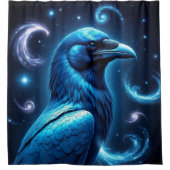 Cosmic Blue Raven Douchegordijn (Voorkant)