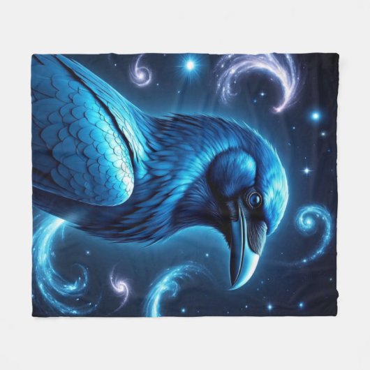 Cosmic Blue Raven Fleece Deken (Voorkant (Horizontaal))