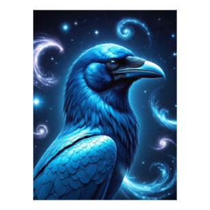 Cosmic Blue Raven Foto Afdruk
