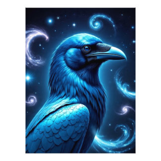 Cosmic Blue Raven Foto Afdruk