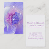 *~* Cosmic Blue Roos Sacred Geometry Yoga Reiki Visitekaartje (Voorkant / Achterkant)