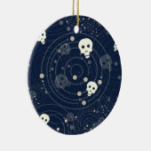 Cosmic Blue Skull Silhouette Patroon Keramisch Ornament (Rechts)