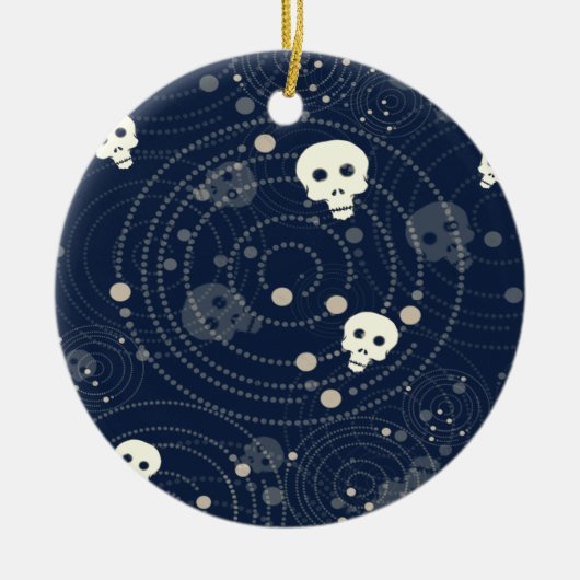 Cosmic Blue Skull Silhouette Patroon Keramisch Ornament (Voorkant)