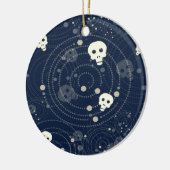 Cosmic Blue Skull Silhouette Patroon Keramisch Ornament (Links)