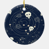 Cosmic Blue Skull Silhouette Patroon Keramisch Ornament (Achterkant)