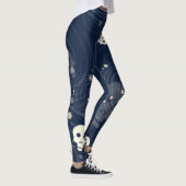 Cosmic Blue Skull Silhouette Patroon Leggings (Rechts)