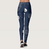 Cosmic Blue Skull Silhouette Patroon Leggings (Achterkant)