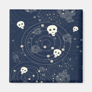 Cosmic Blue Skull Silhouette Patroon Magneet