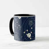 Cosmic Blue Skull Silhouette Patroon Mok (Voorkant links)