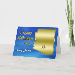 Cosmic Blue Sky Arizona Map Custom Feestdagen Kaart