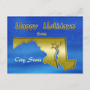 Cosmic Blue Sky Maryland Map Custom Briefkaart
