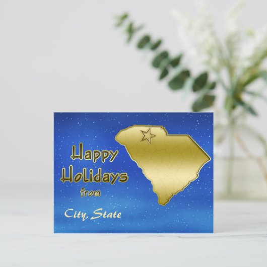 Cosmic Blue Sky South Carolina Map Briefkaart (Staand voorkant)