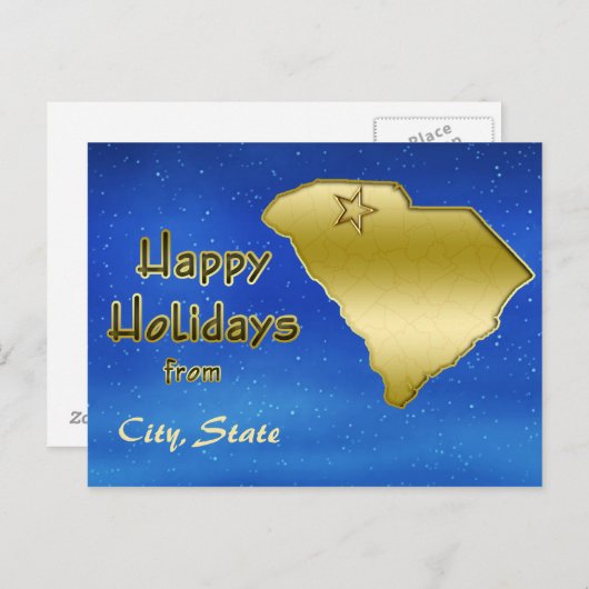 Cosmic Blue Sky South Carolina Map Briefkaart (Voorkant / Achterkant)