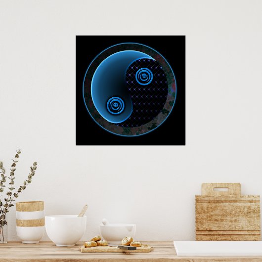 Cosmic Blue Yin Yang Poster (Keuken)