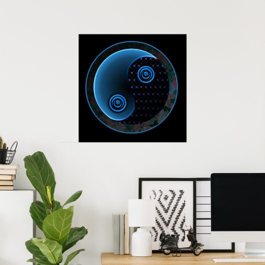Cosmic Blue Yin Yang Poster (Thuiskantoor)