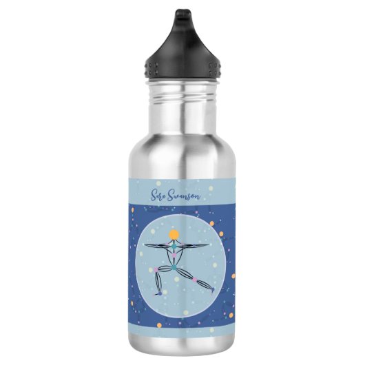 Cosmic Blue Yoga Postures Gym Workout Water Flacon Waterfles (Rechts)