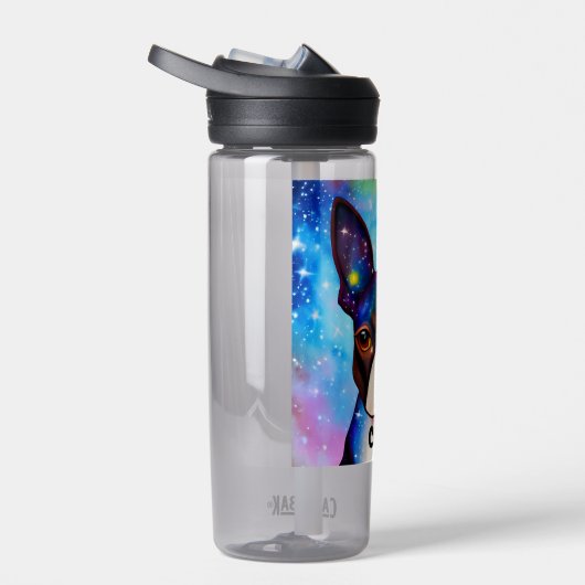 Cosmic Boston Terrier Monogram Waterfles (Rechts)