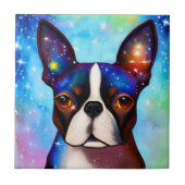 Cosmic Boston Terrier Tegeltje (Voorkant)
