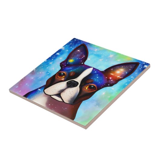 Cosmic Boston Terrier Tegeltje (Zijkant)