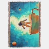 Cosmic Brew: Astronaut's Coffee Dream Deken (Voorkant Verticaal)