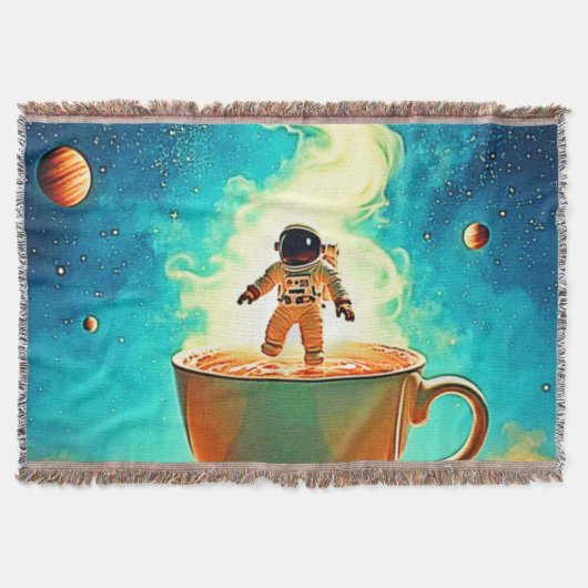 Cosmic Brew: Astronaut's Coffee Dream Deken (Voorkant)
