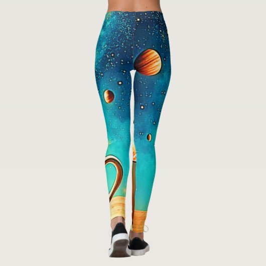Cosmic Brew: Astronaut's Coffee Dream Leggings (Achterkant)