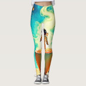 Cosmic Brew: Astronaut's Coffee Dream Leggings (Voorkant)
