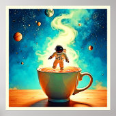 Cosmic Brew: Astronaut's Coffee Dream Poster (Voorkant)