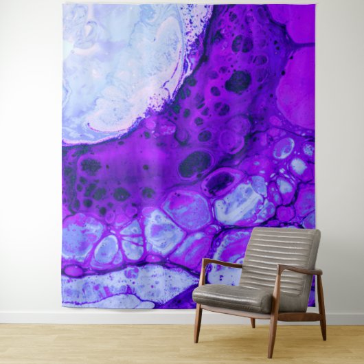 *~* Cosmic Brew Blue Black Abstract Circle Magenta Wandkleed (In situ)