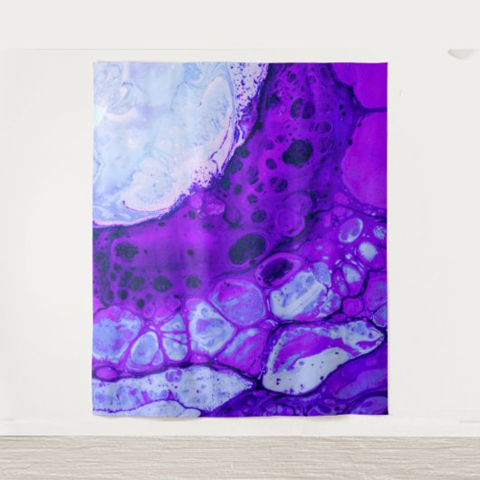 *~* Cosmic Brew Blue Black Abstract Circle Magenta Wandkleed (Voorkant)