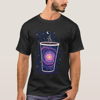 Cosmic Brew | Galaxy Swirl Stars & Moon Koffie T-shirt