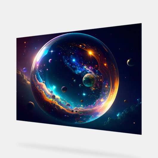 Cosmic Bubble Galaxy Fantasy Art Acryl Bord (Hoek)