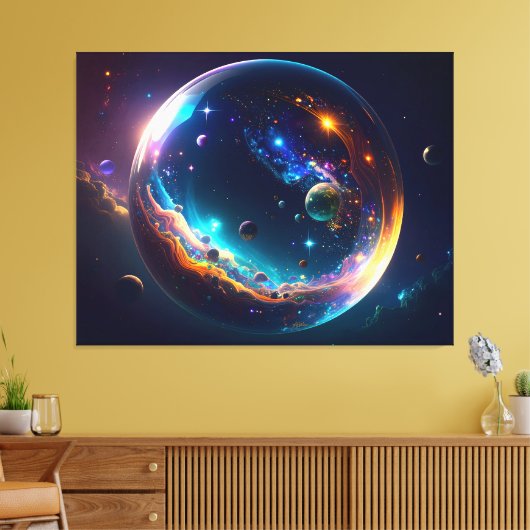 Cosmic Bubble Galaxy Fantasy Art Canvas Afdruk (Insitu (Woonkamer))