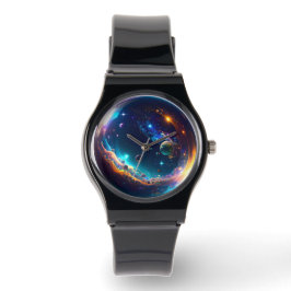 Cosmic Bubble Galaxy Fantasy Art Horloge