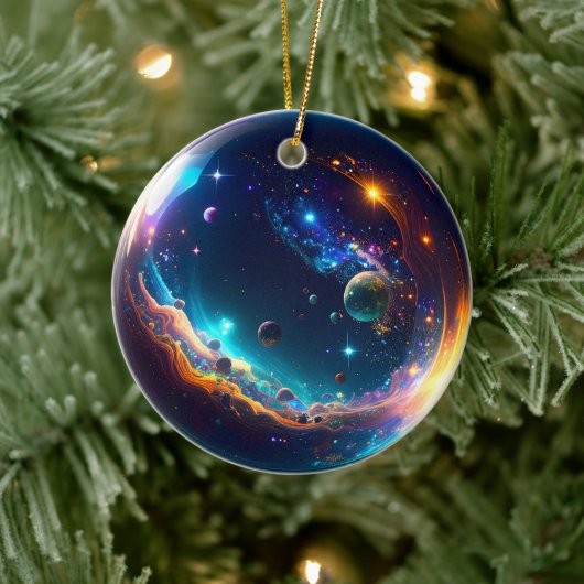 Cosmic Bubble Galaxy Fantasy Art Keramisch Ornament (Boom)