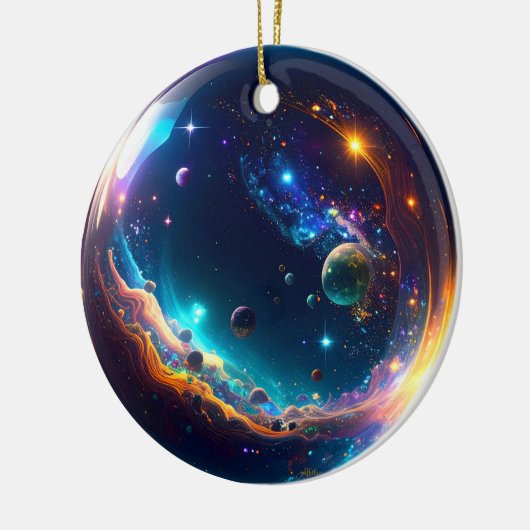 Cosmic Bubble Galaxy Fantasy Art Keramisch Ornament (Links)