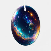 Cosmic Bubble Galaxy Fantasy Art Metalen Ornament (Voorkant links)