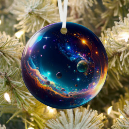 Cosmic Bubble Galaxy Fantasy Art Metalen Ornament