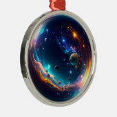 Cosmic Bubble Galaxy Fantasy Art Metalen Ornament (Rechts)