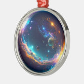 Cosmic Bubble Galaxy Fantasy Art Metalen Ornament (Links)